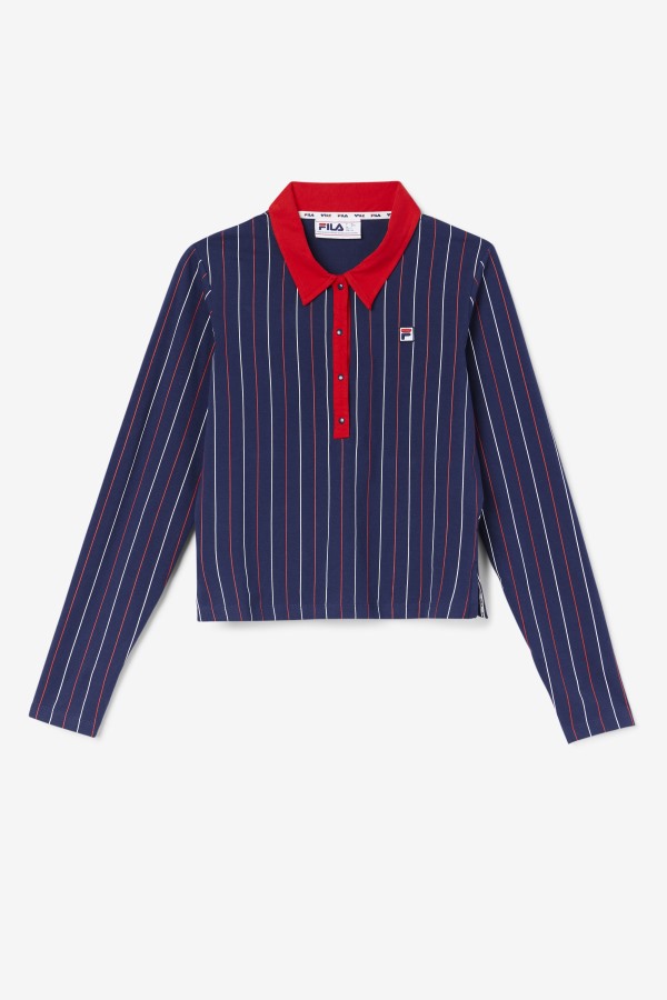 Jada Long Sleeve Polo Navy/Red/White Fila Outlets