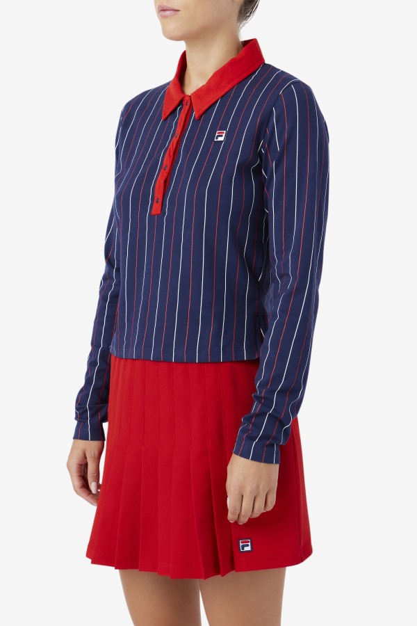 Jada Long Sleeve Polo Navy/Red/White Fila Outlets