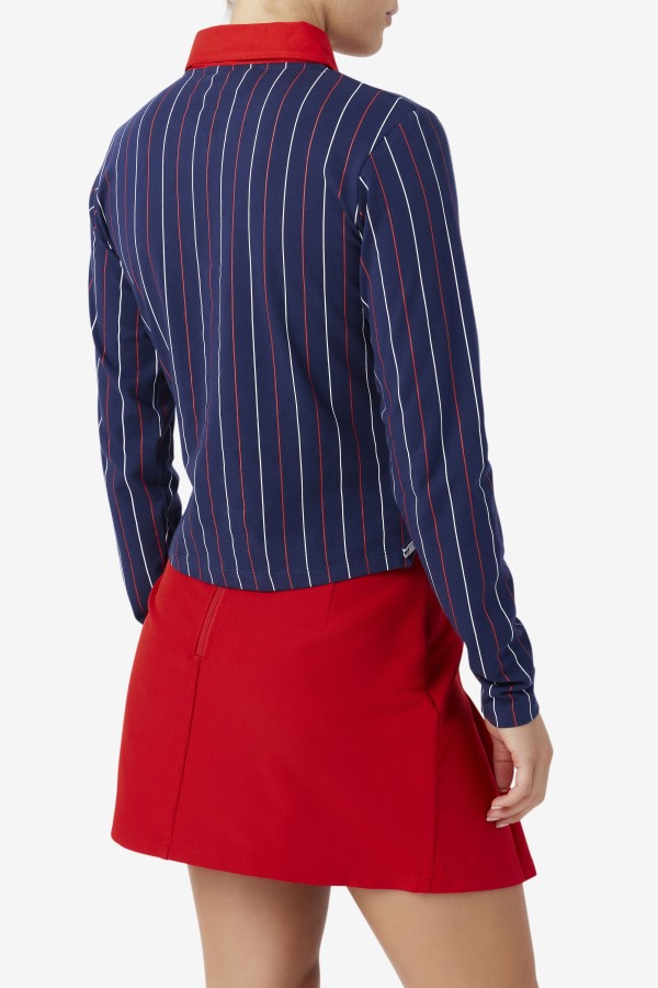 Jada Long Sleeve Polo Navy/Red/White Fila Outlets