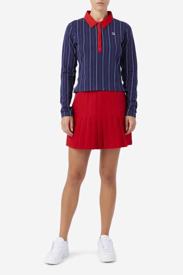 Jada Long Sleeve Polo Navy/Red/White Fila Outlets