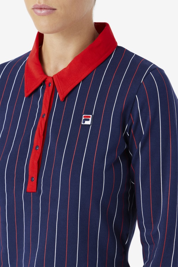 Jada Long Sleeve Polo Navy/Red/White Fila Outlets