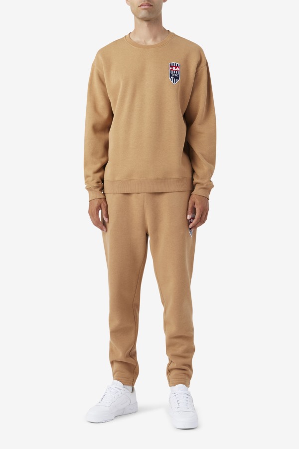 Fila Outlets Tobacco Brown 2Pac Fleece Patch Crew