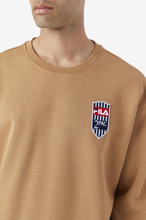 Fila Outlets Tobacco Brown 2Pac Fleece Patch Crew