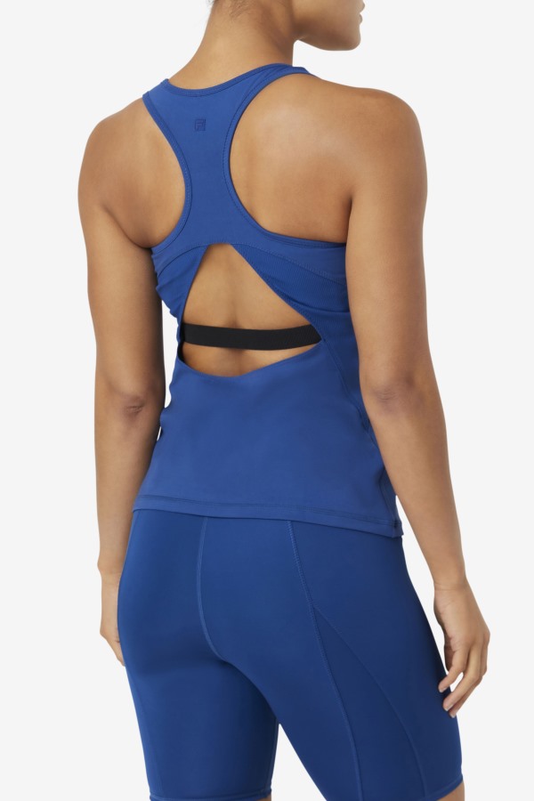 Uplift Open Racerback Tank Top Fila Outlets Navy Peony/Black