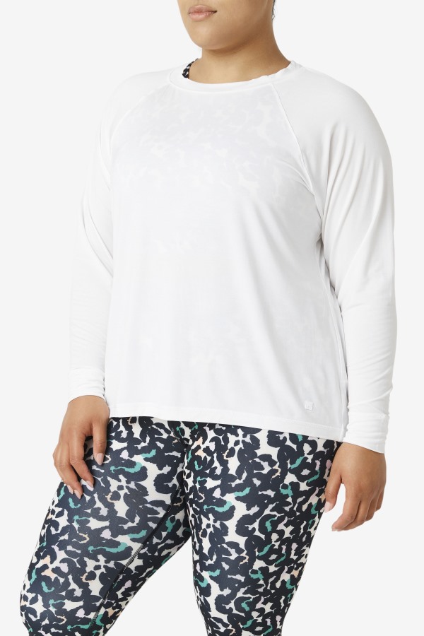 Fi-Lux Mesh Back Long Sleeve Crew Fila Outlets White