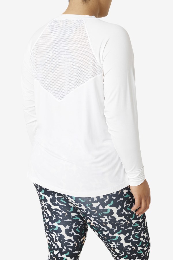Fi-Lux Mesh Back Long Sleeve Crew Fila Outlets White