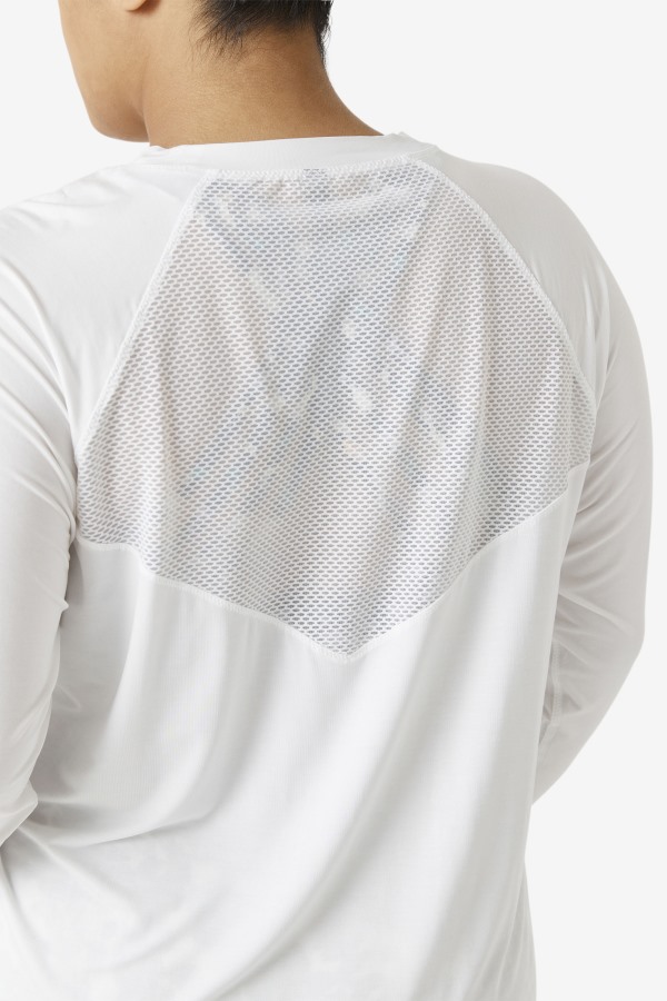 Fi-Lux Mesh Back Long Sleeve Crew Fila Outlets White