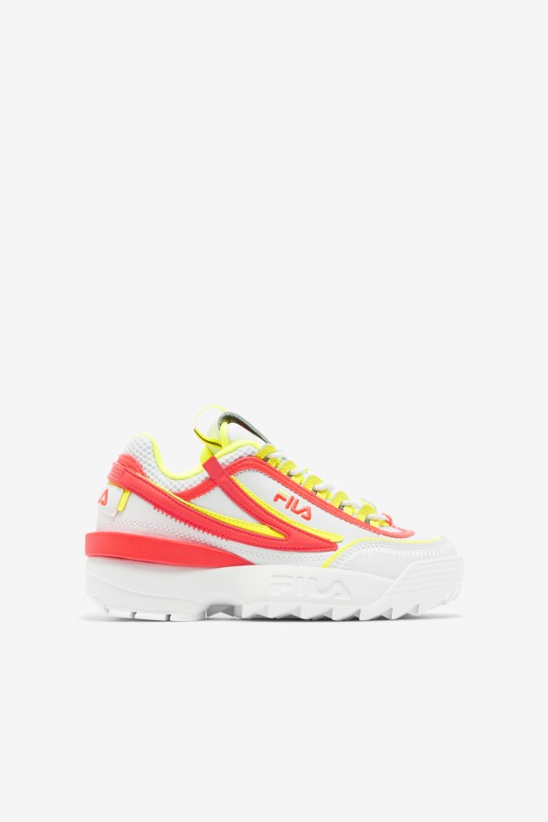 Big Kids' Disruptor 2 Exp Fila Outlets White/Fiery Coral/Yellow