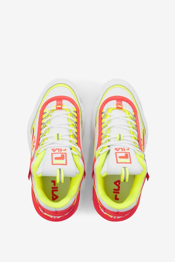 Big Kids\' Disruptor 2 Exp Fila Outlets White/Fiery Coral/Yellow