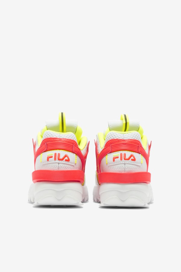 Big Kids\' Disruptor 2 Exp Fila Outlets White/Fiery Coral/Yellow