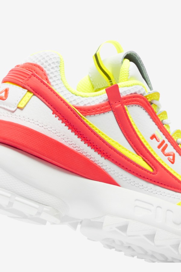 Big Kids\' Disruptor 2 Exp Fila Outlets White/Fiery Coral/Yellow