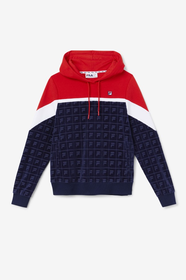 Navy/Red/White Lorri Velour Hoodie Fila Outlets