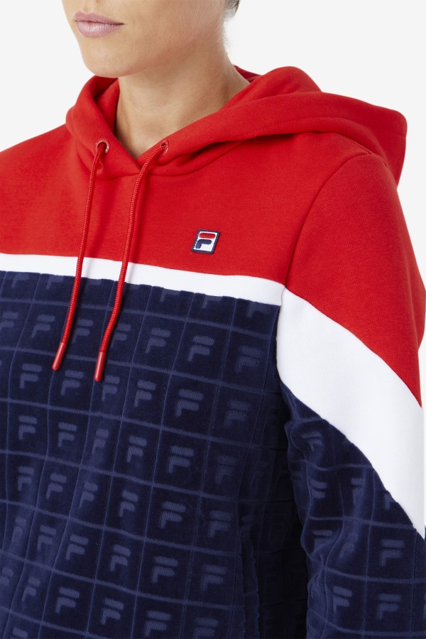 Navy/Red/White Lorri Velour Hoodie Fila Outlets