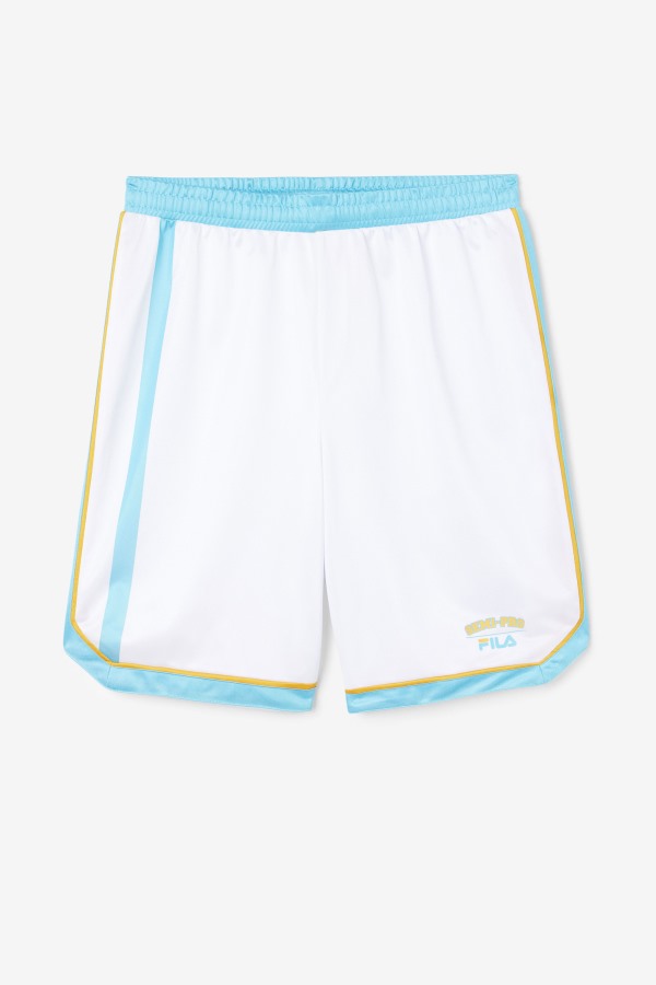 Fila Outlets White/Blue/Radient Yellow Semi-Pro Basketball Short