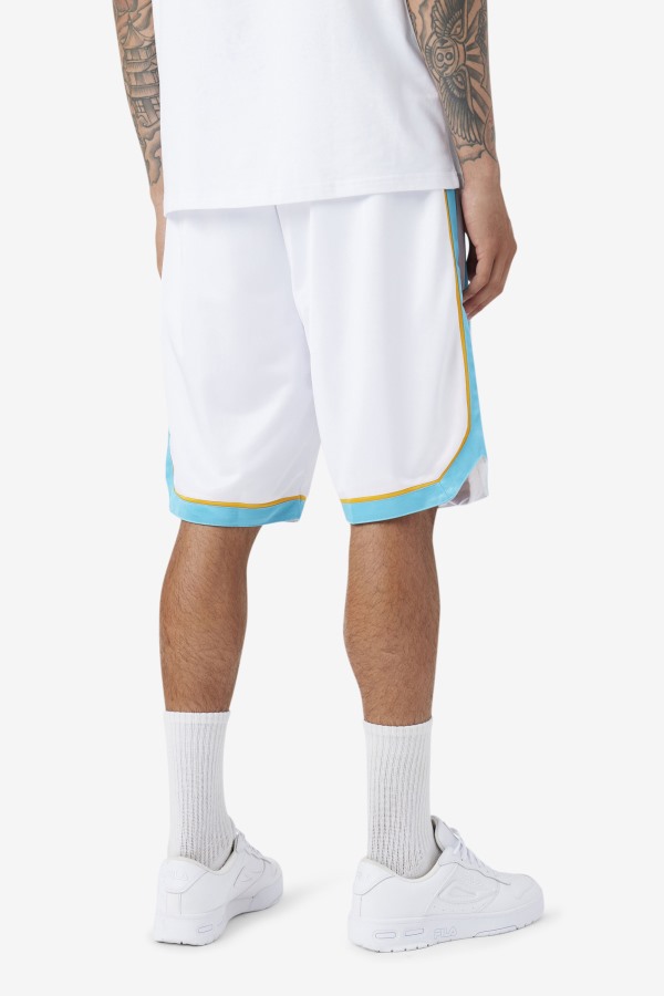 Fila Outlets White/Blue/Radient Yellow Semi-Pro Basketball Short