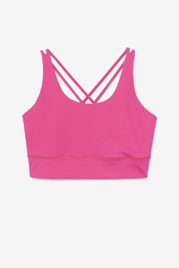 Bright Pink Fila Outlets Uplift Cross Back Bra Top