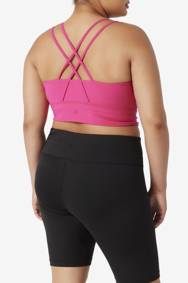 Bright Pink Fila Outlets Uplift Cross Back Bra Top