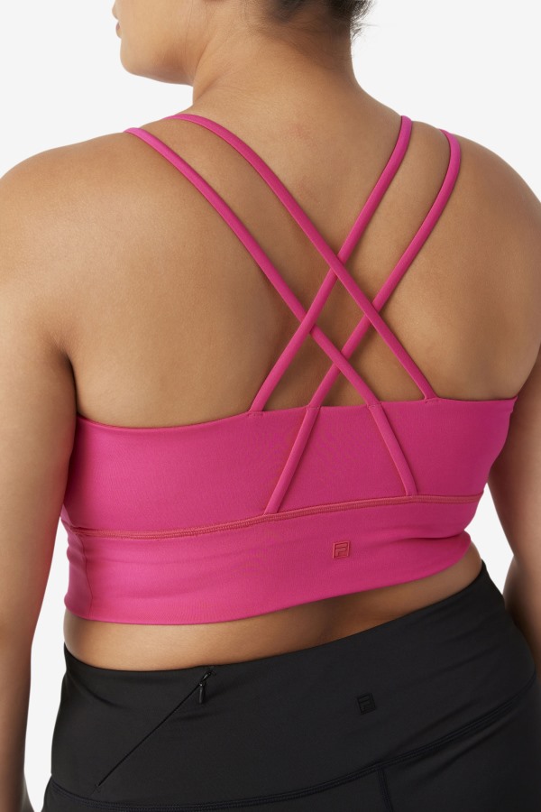 Bright Pink Fila Outlets Uplift Cross Back Bra Top