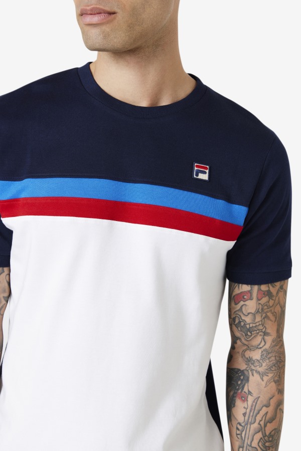 White/Navy/Strong Blue/Red Exempt Crew Fila Outlets