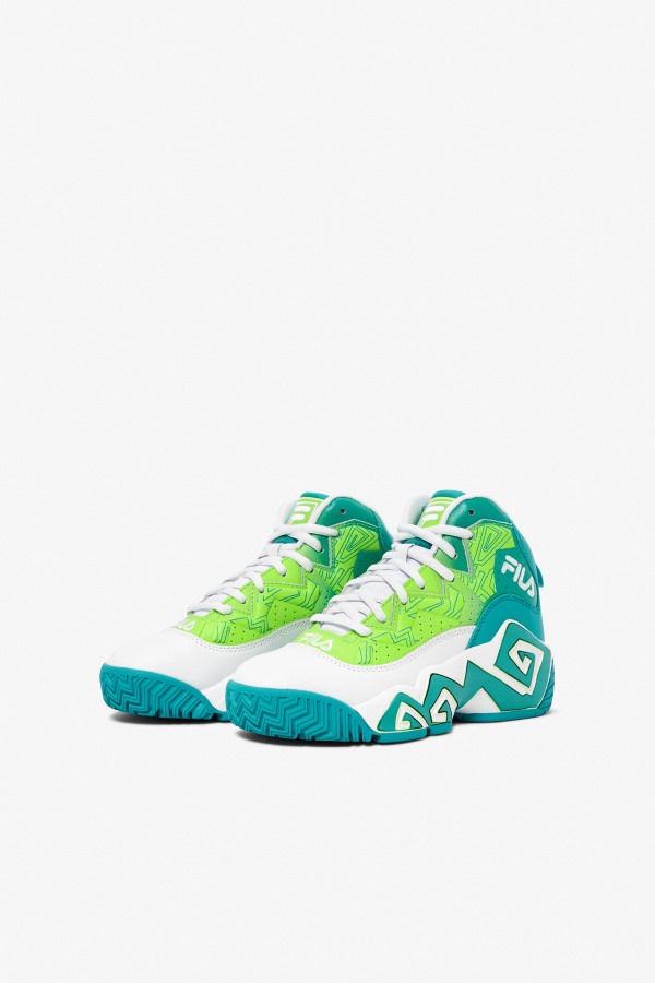 Big Kids\' Mb White/Ceramic/Green Fila Outlets