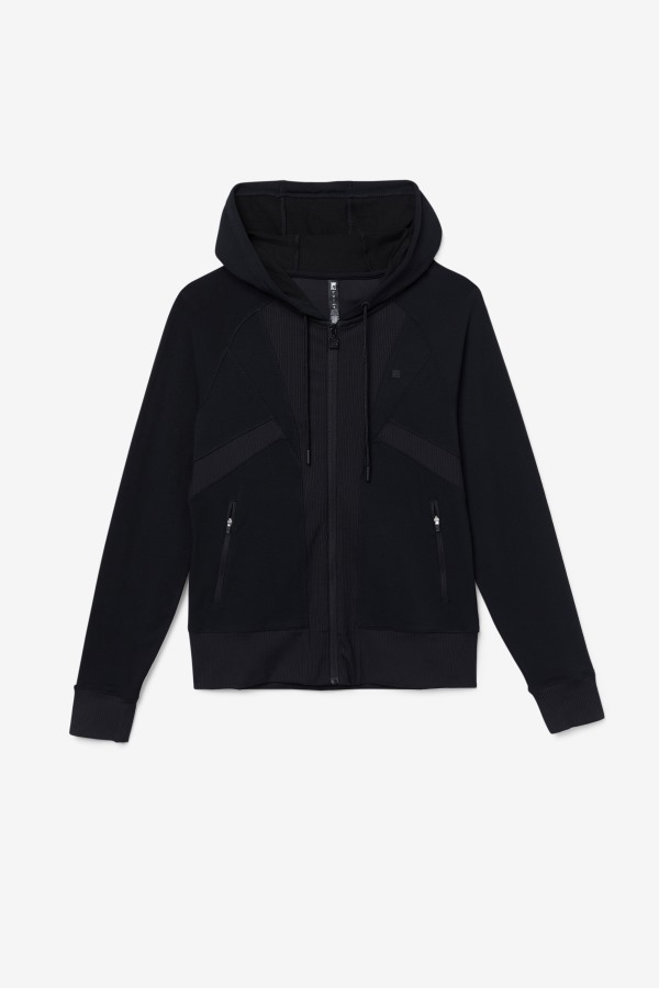 Black Fi-Lux Texture Full Zip Hoodie Fila Outlets