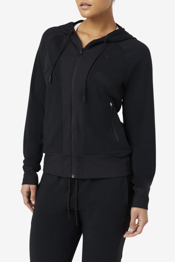 Black Fi-Lux Texture Full Zip Hoodie Fila Outlets