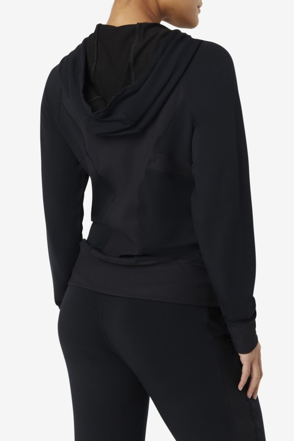 Black Fi-Lux Texture Full Zip Hoodie Fila Outlets