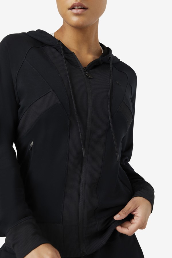Black Fi-Lux Texture Full Zip Hoodie Fila Outlets