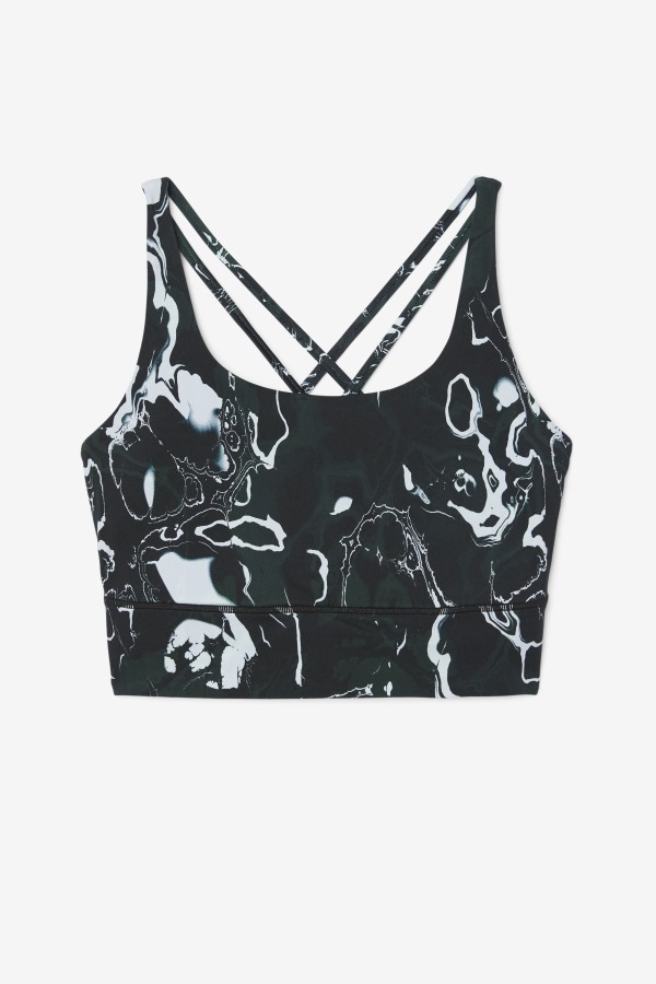 Uplift Cross Back Bra Top Fila Outlets Black Marble
