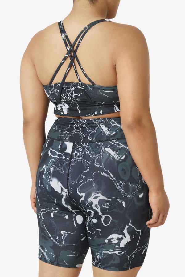 Uplift Cross Back Bra Top Fila Outlets Black Marble