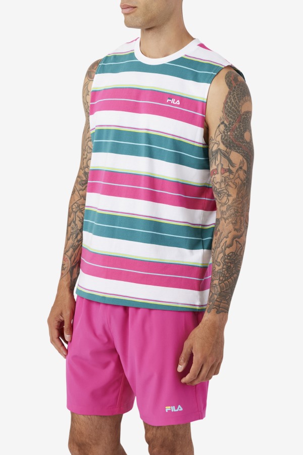 White/Purple/Bayou Sandu Sleeveless Tee Fila Outlets