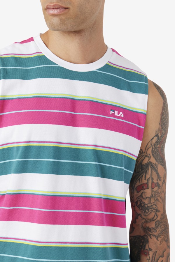 White/Purple/Bayou Sandu Sleeveless Tee Fila Outlets