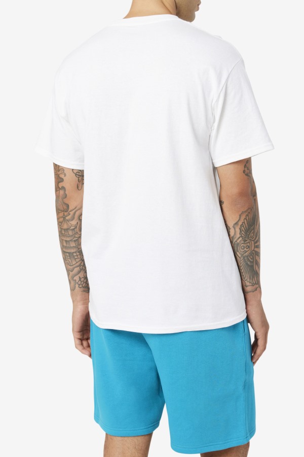 White/Navy/Red Fila Outlets stacked tee shirt