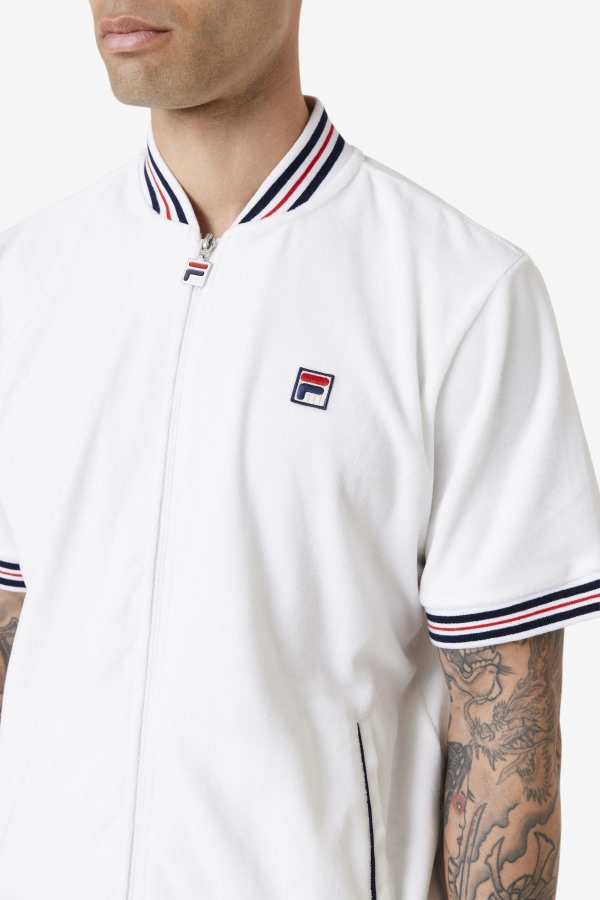 White/Navy Estudio Velour Jacket Fila Outlets