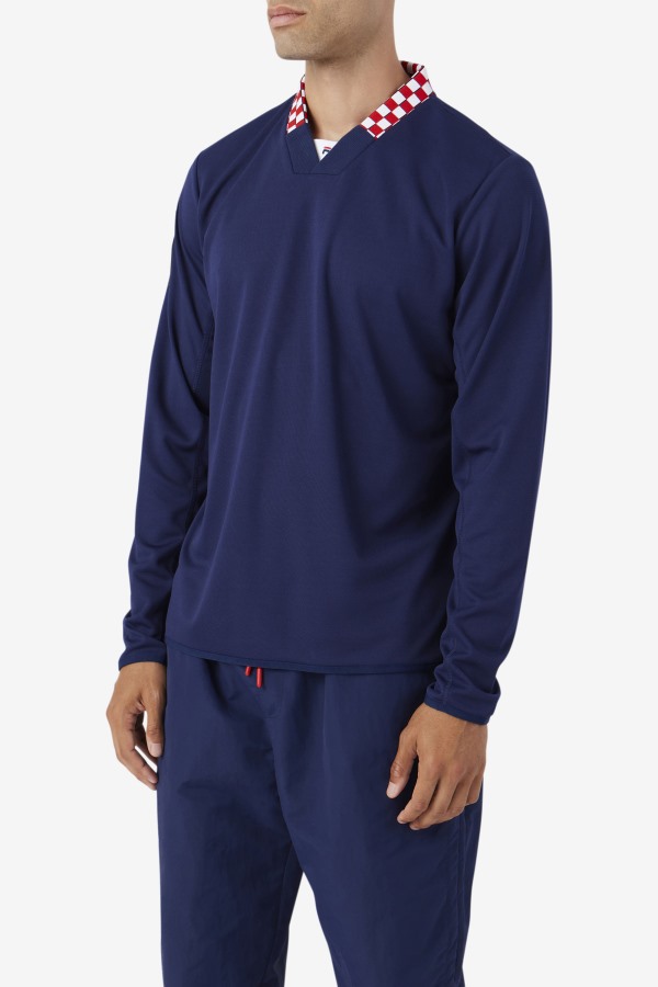 Navy Bevans Park Long Sleeve Tee Fila Outlets