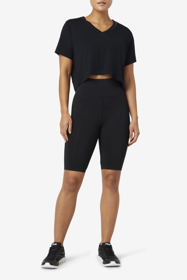 Fi-Lux High-Low Crop Top Black Fila Outlets