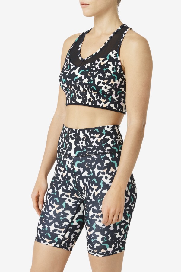 Uplift Racerback Bra Top Fila Outlets Black Animal