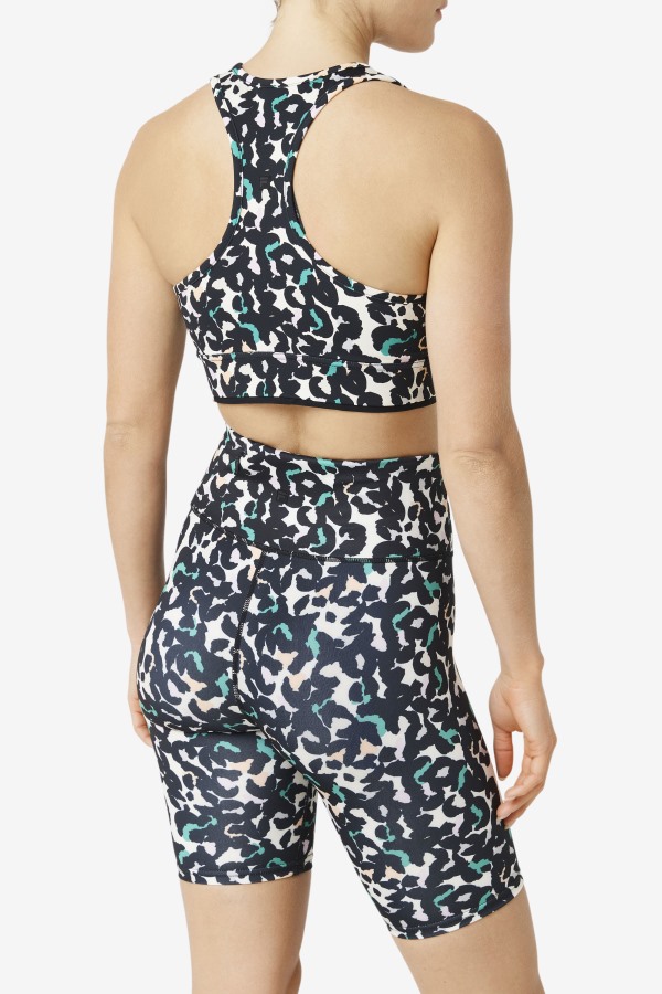 Uplift Racerback Bra Top Fila Outlets Black Animal