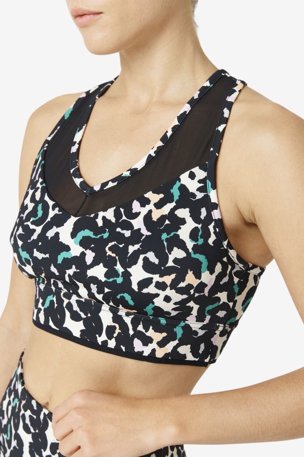 Uplift Racerback Bra Top Fila Outlets Black Animal