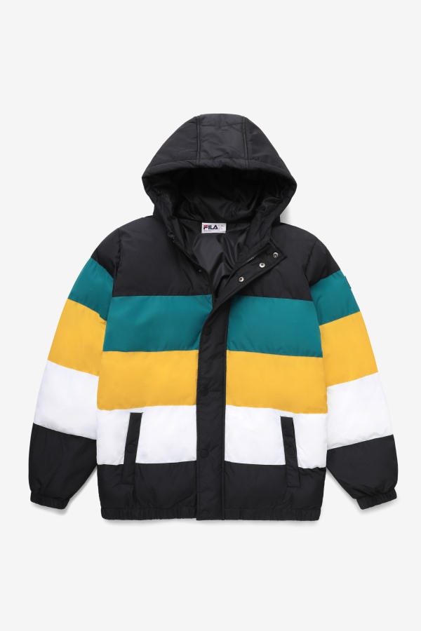 Black/Harbour Blue/Gold Fila Outlets giovanni puffa jacket