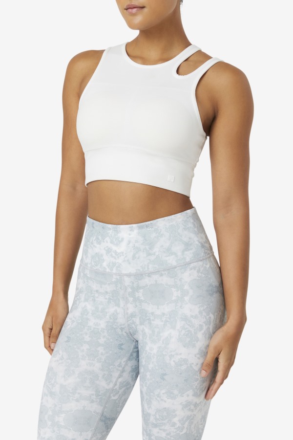 Uplift Slice Crop Bra Top White Fila Outlets