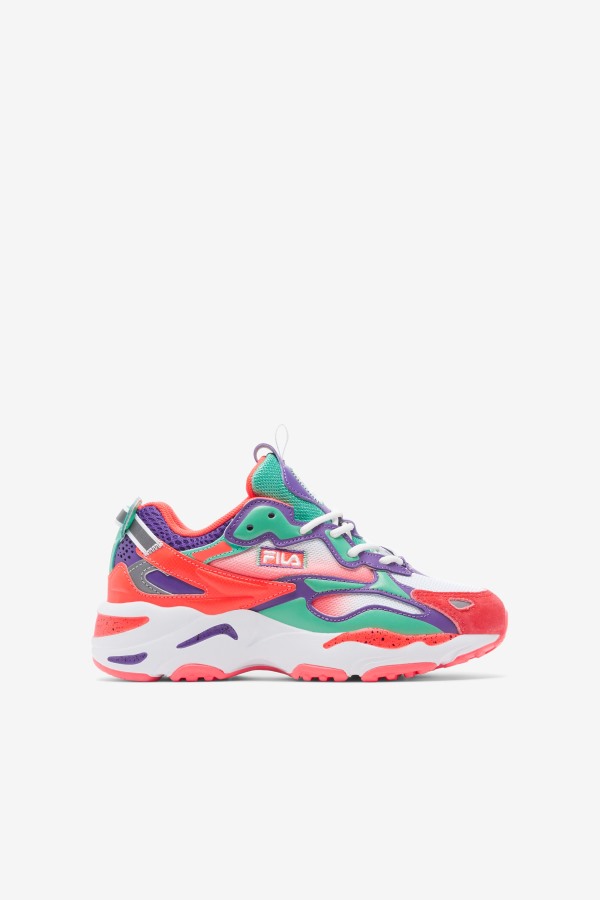 Fila Outlets Little Kids' Ray Tracer Apex White/Fiery Coral/Purple
