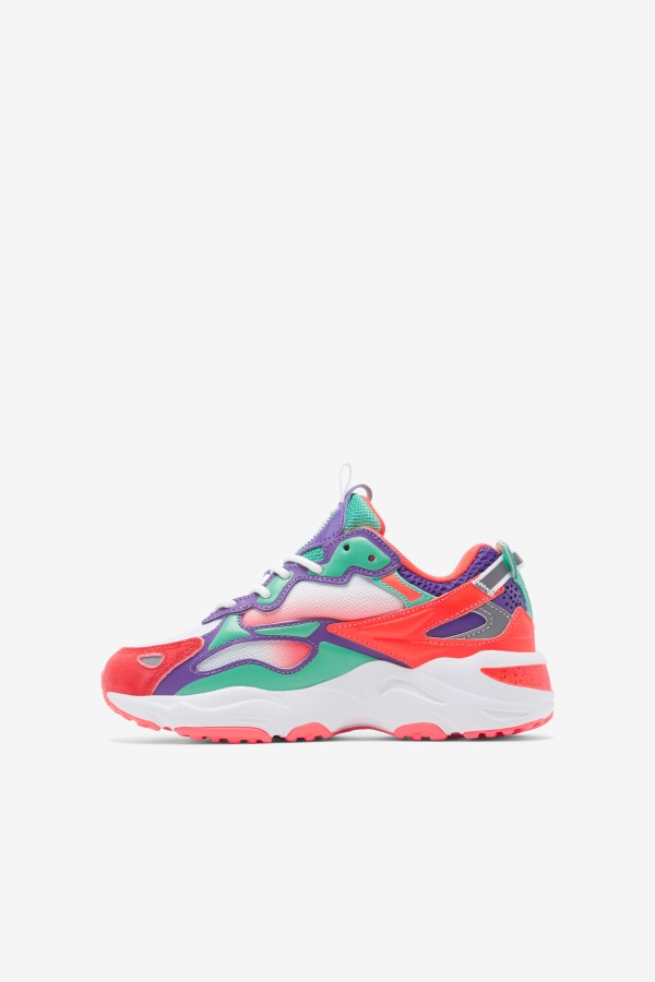 Fila Outlets Little Kids\' Ray Tracer Apex White/Fiery Coral/Purple