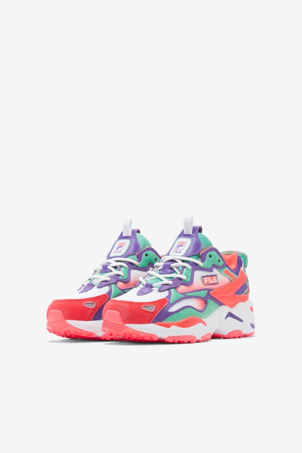 Fila Outlets Little Kids\' Ray Tracer Apex White/Fiery Coral/Purple