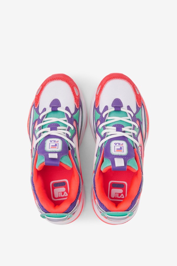 Fila Outlets Little Kids\' Ray Tracer Apex White/Fiery Coral/Purple