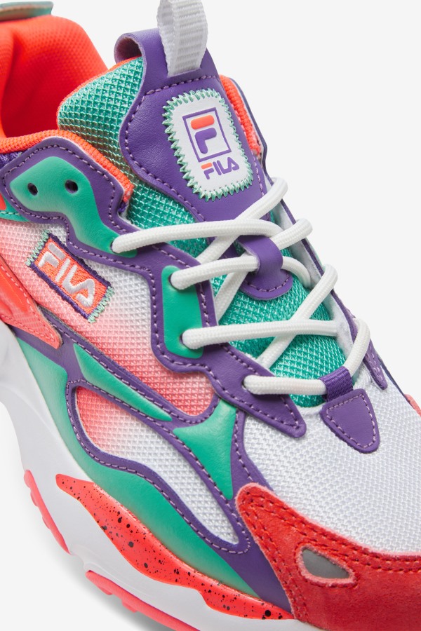 Fila Outlets Little Kids\' Ray Tracer Apex White/Fiery Coral/Purple
