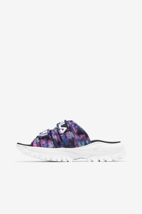 Fila Outlets Women\'s Tie Dye Outdoor Slide Multi/Black/White