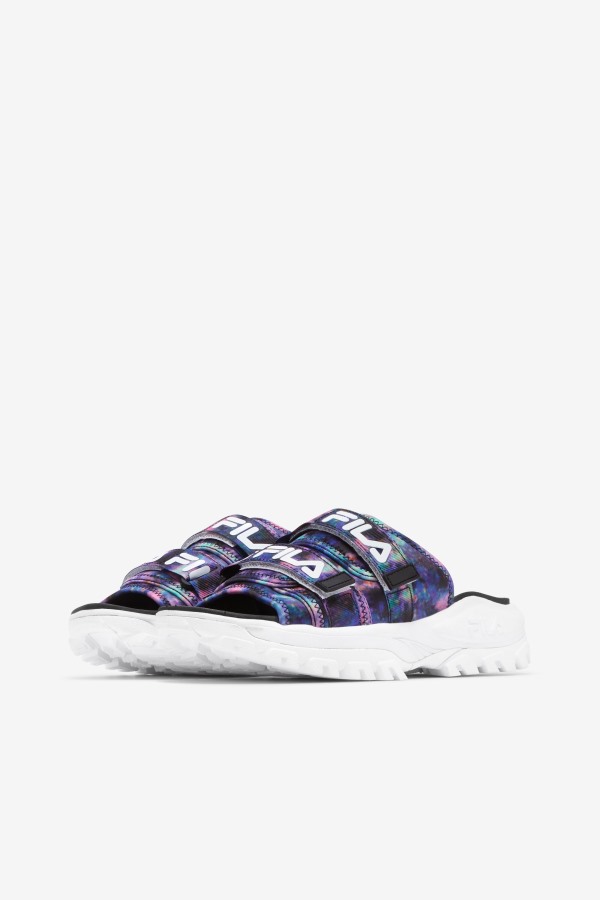 Fila Outlets Women\'s Tie Dye Outdoor Slide Multi/Black/White