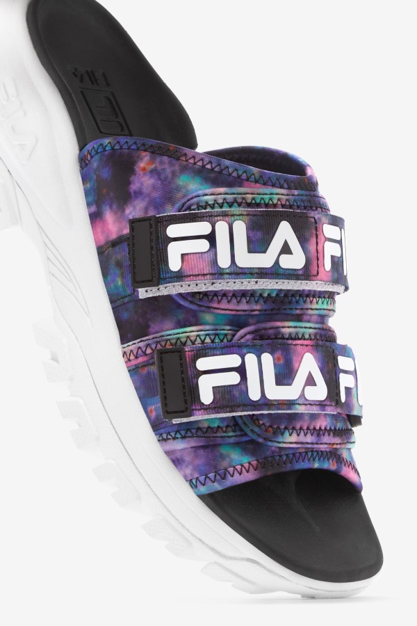 Fila Outlets Women\'s Tie Dye Outdoor Slide Multi/Black/White