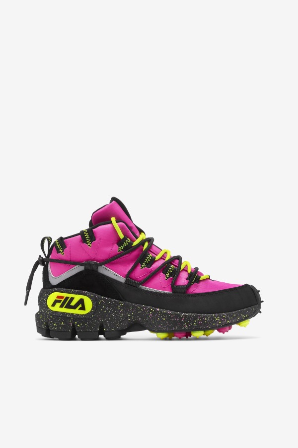 Women's Grant Hill 1 x Trailpacer Pink Glow/Black/Yellow Fila Outlets